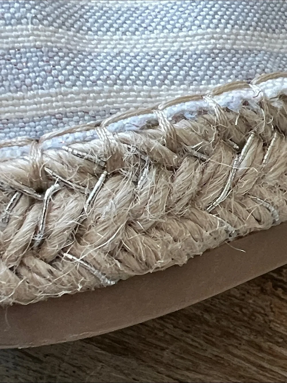 Bandolino Light Blue and Cream Striped Espadrille Slip-Ons